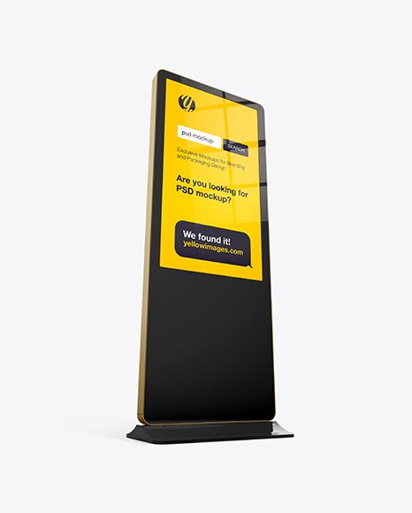 Digital Lcd Display Psd Mockup Half Side View Hero Shot