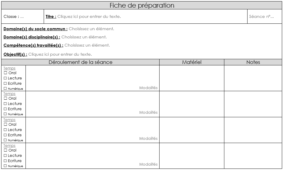 Fiche De Séquence Pédagogique Vierge Word Exemple De Fiche De Préparation De Séquence - Le Meilleur Exemple