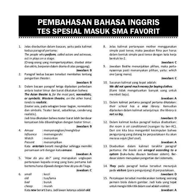 Soal Cerdas Cermat Bahasa Indonesia Sma Beserta Jawabannya