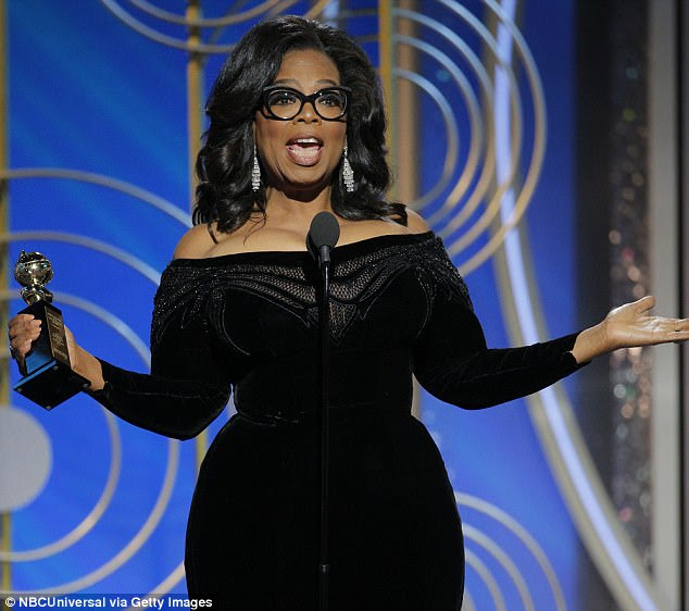 Os fãs de Oprah Winfrey elogiaram o discurso de Globos de Ouro aceitando o prêmio Cecil B DeMille, chamando "um dos maiores discursos americanos" e até mesmo dobrando o futuro presidente