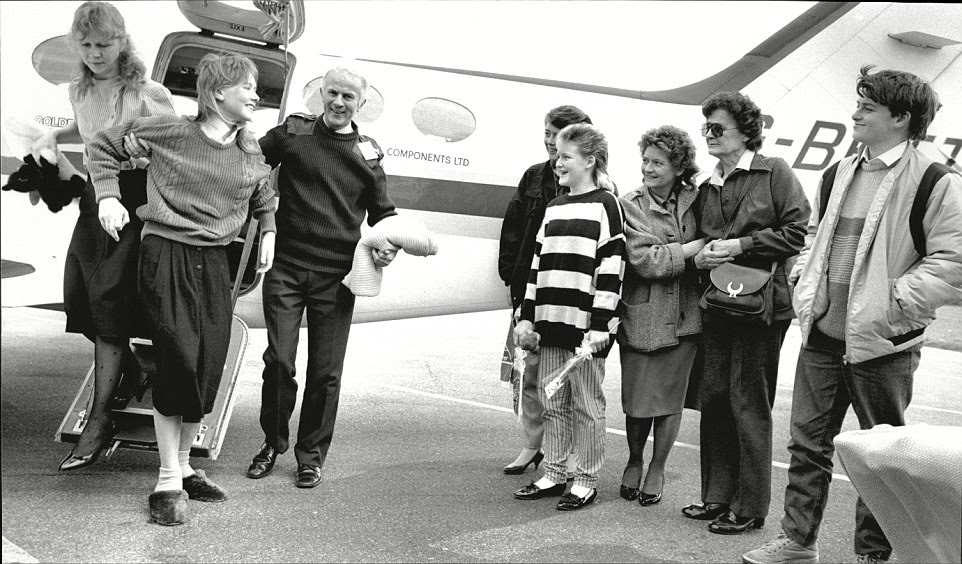 It is though many more of the 500-plus people on board would have died if not for amazing acts of bravery by some of the crew and passengers. Pictured is survivor Nicola Simpson, second left, being reunited with her family, right, after the disaster