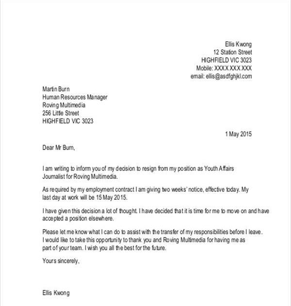 Resignation Letter 3 Month Sample / 3 Months Notice Period