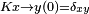 \scriptstyle K{x\rightarrow y}(0) = \delta_{xy}