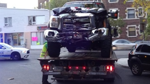Le véhicule accidenté dans lequel se trouvait Zack Kassian