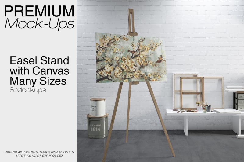 Download Download Easel with Canvas - Many Sizes PSD Mockup | Psd ...