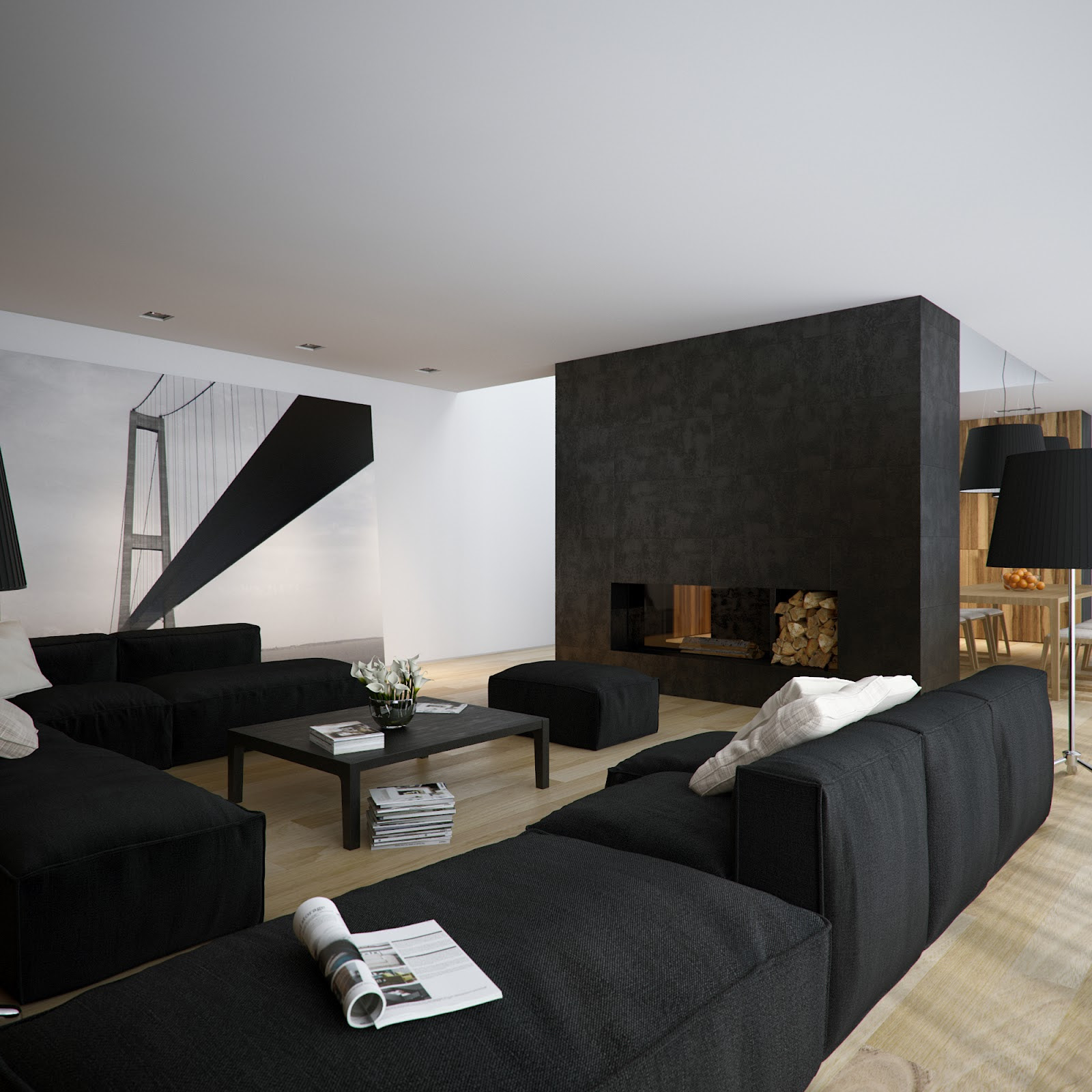 Ideas at the House: Black And White Living Room Interior Design Ideas