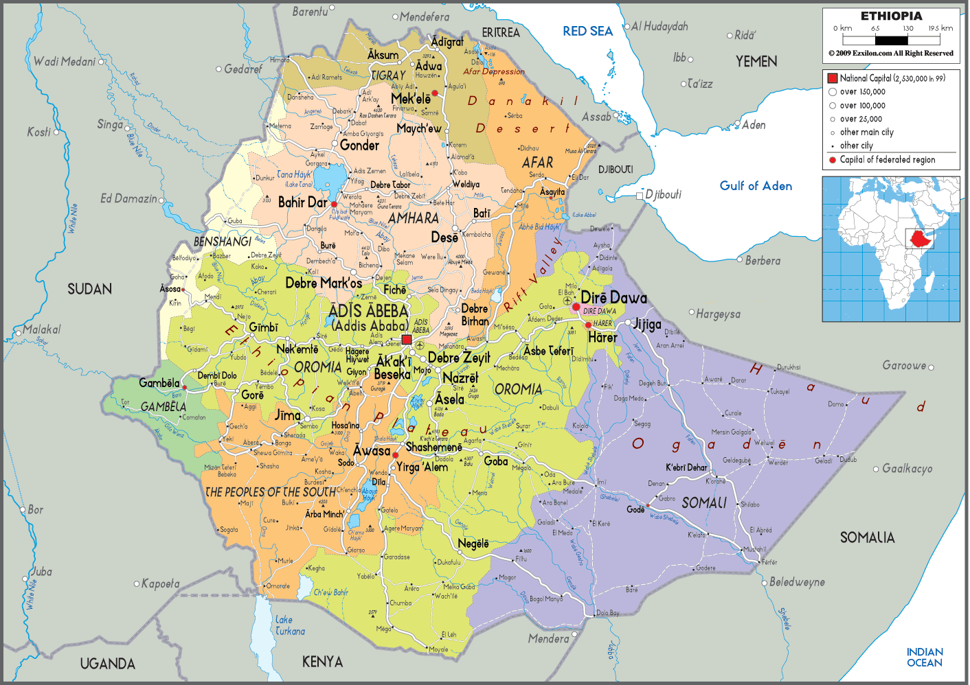 Amhara Region Map Of Ethiopia Regions And Woredas