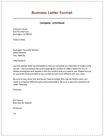 Sample Of Business Letter Semi Block Style - Business Letter Format How