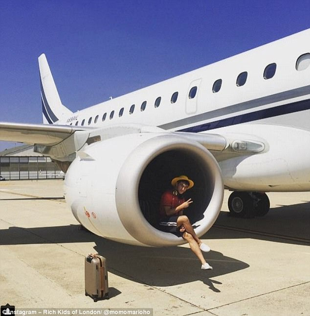 Jet setter: 'Why take pictures inside private jets like everybody else,' writes @momomarioho, 'When you can do something more special?'