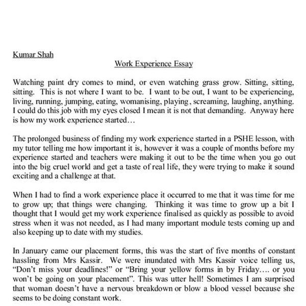 Memorable experience essay