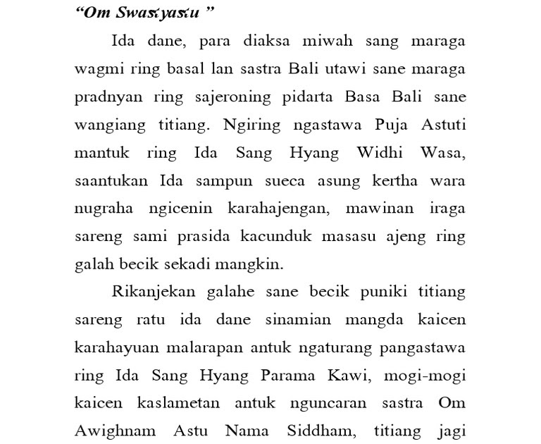 Contoh Pidarta Bahasa Bali Tentang Pendidikan Barisan Contoh