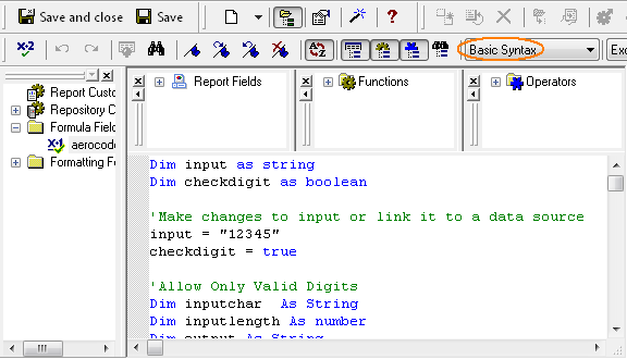 IT Knowledge: barcode 128c ใน formula field Crystal Report