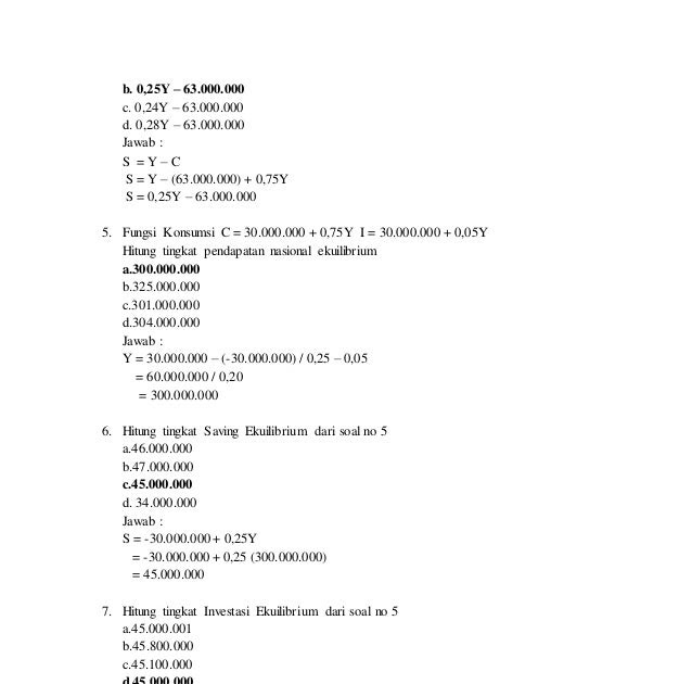 Contoh Soal Fungsi Konsumsi Dan Tabungan