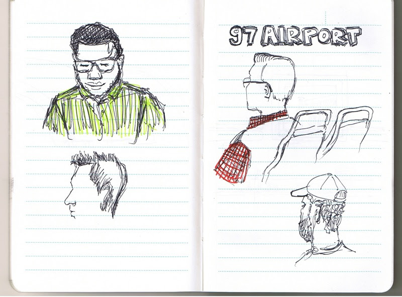 MJSketchbook | Urban Sketchers | Men in the Ottawa OC Transpo Bus #97