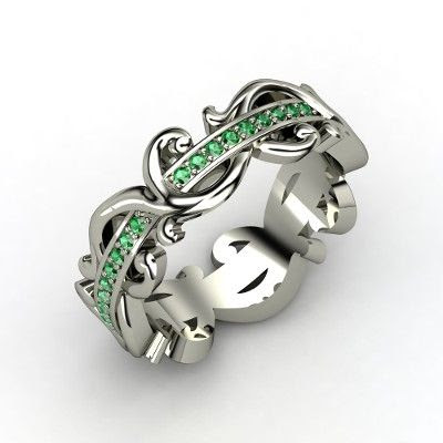 http://www.pinterest.com/pin/196751077441150301/ Atlantis Eternity Band - Sterling Silver Ring with Emerald | Gemvara - This is the wedding ring of my dreams!