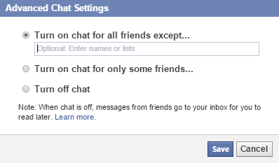 Facebook chat settings edit