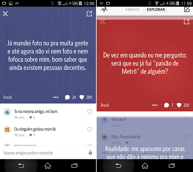 Imagem do aplicativo Secret para Android