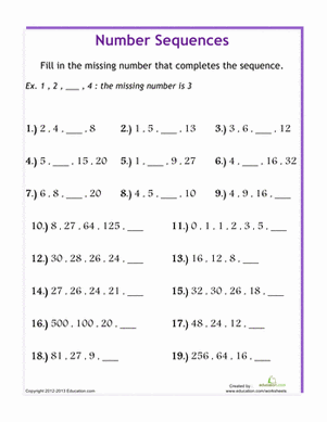 Sequences Practice Worksheet - worksheet