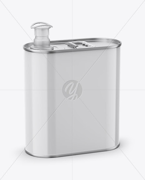 Download Download 4L Opened Square Tin Can Mockup - Half Side View (High-Angle Shot) PSD