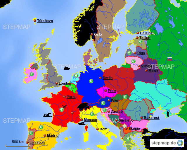 Europer Karte - Europakarte A Physische 1:4.300.000 - Commee Landkarten