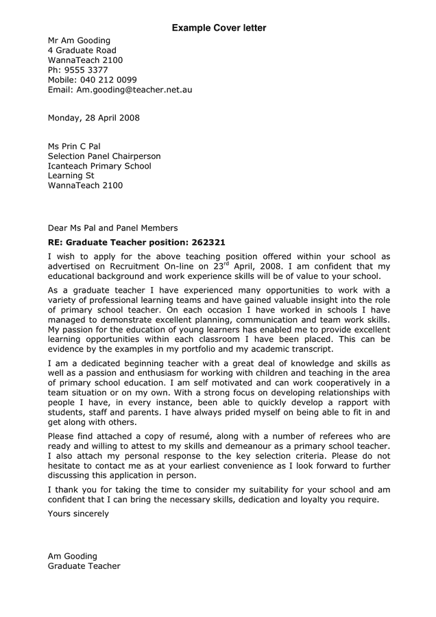 How To Write A Cover Letter Examples Australia Cover Letter