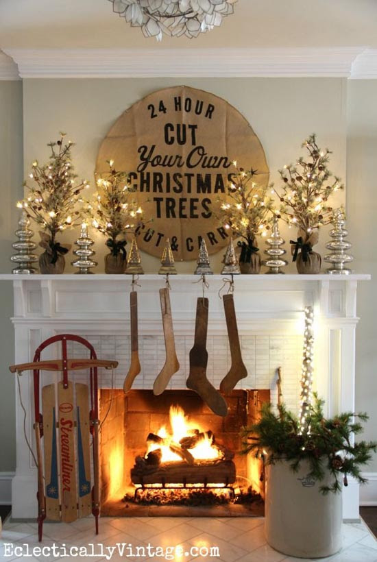 Fireplace Hearth Christmas Decorating Ideas