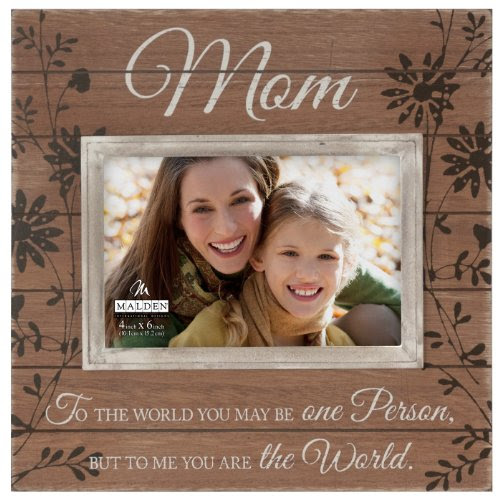 Malden Sun Washed Words Mom Walnut Distressed Picture Frame, 4 by 6-Inch