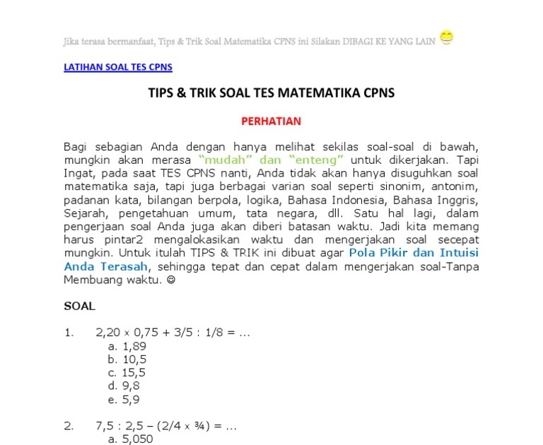☀ View download soal tkd cpns 2018 dan kunci jawaban pdf pictures