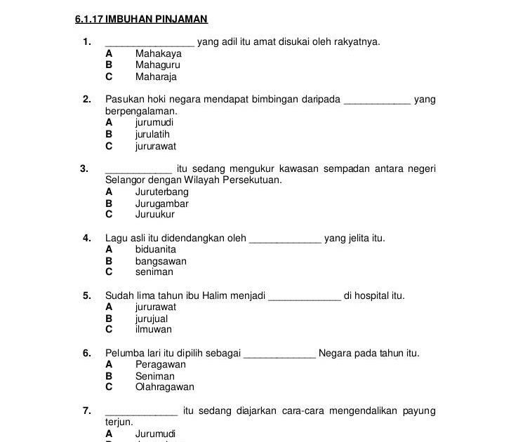 Contoh Soalan Bm Pemahaman Tahun 4 - Viral Blog j