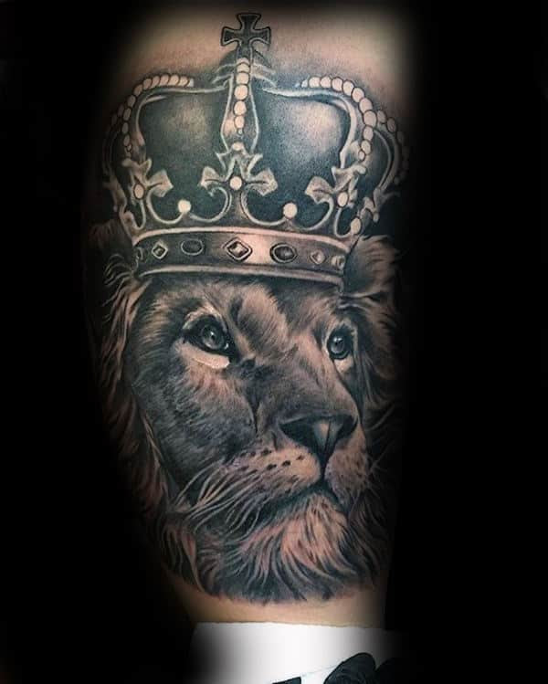 50 Lion  With Crown  Tattoo  Designs For Men Royal Ink Ideas