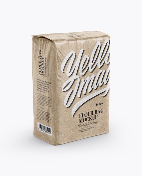 Download Glossy Kraft Paper Flour Bag Psd Mockup Half Side View Yellowimages Mockups