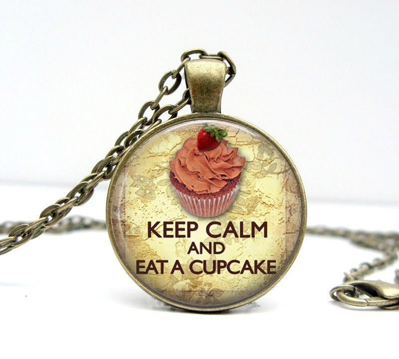 Keep Calm Eat a Cupcake Necklace Glass Art Pendant Picture Pendant Photo Pendant Handcrafted Jewelry by Lizabettas - Lizabettas Keep Calm Eat a Cupcake Necklace Glass Art Pendant Picture Pendant Photo Pendant Handcrafted Jewelry by Lizabettas - Lizabettas