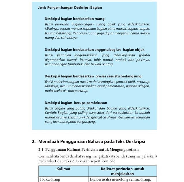Apakah Ciri Bagian Teks Yang Disebut Deskripsi Bagian Terkait Teks