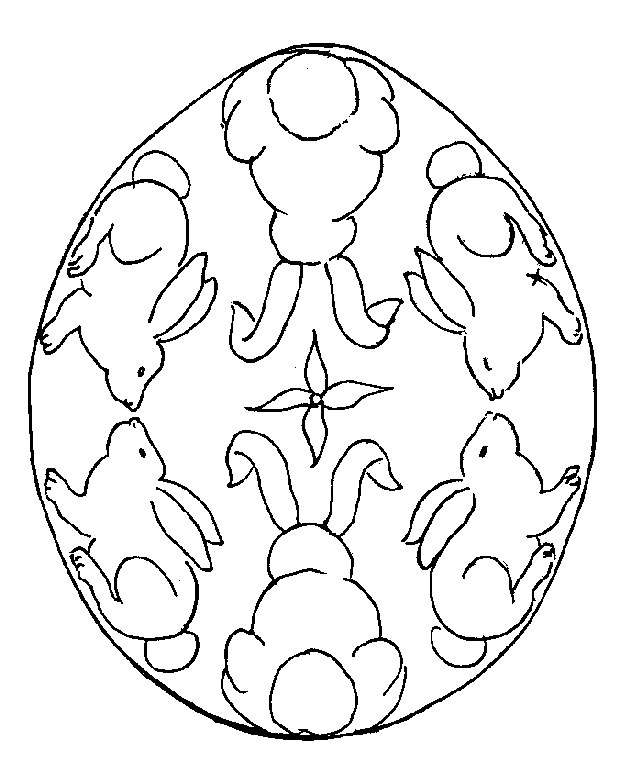Interesting Easter egg with bunny design coloring sheets to print.