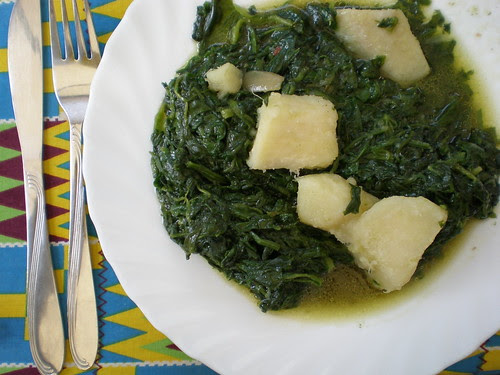 Spinach with yam