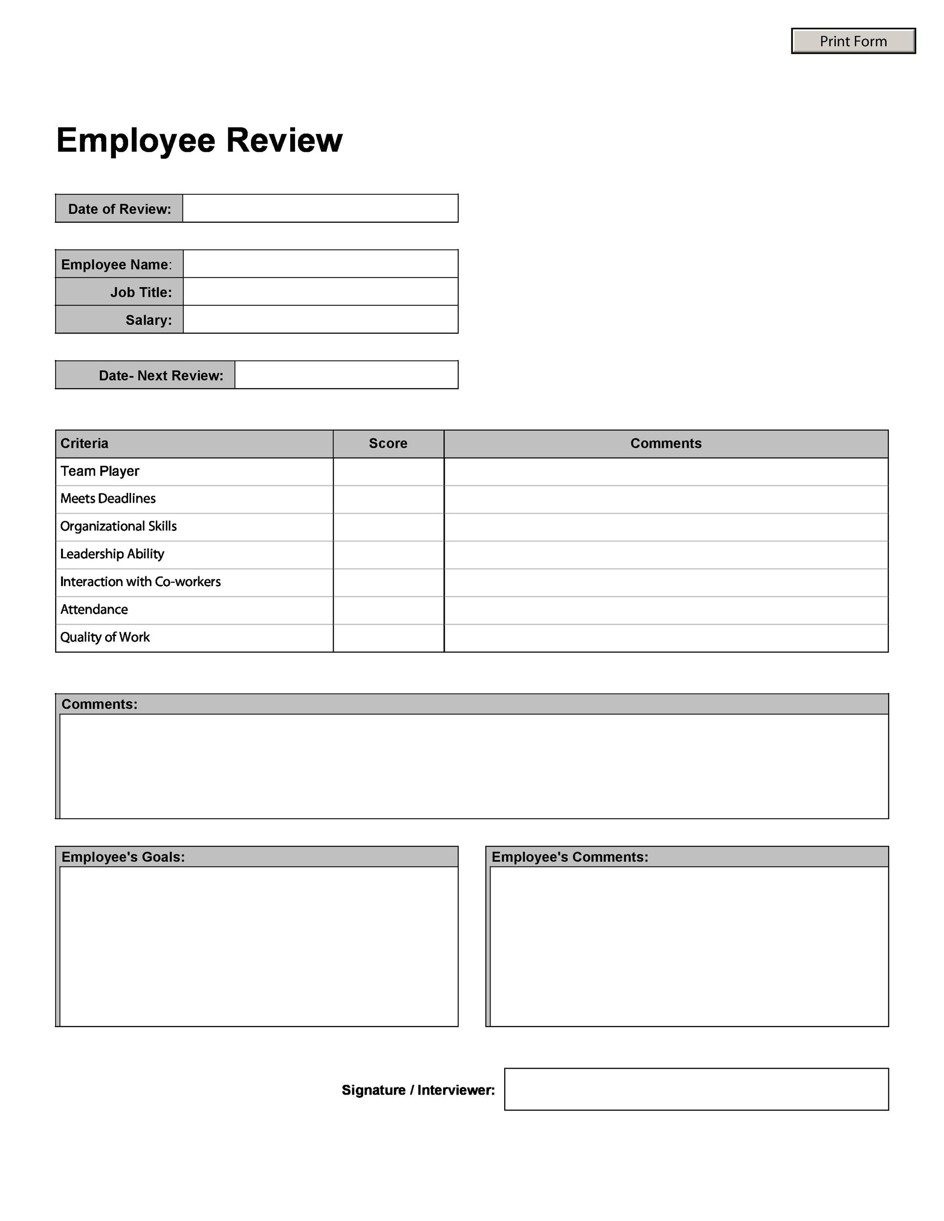  6 Month Employee Review Template HQ Printable Documents