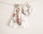 Girls White Floral Halter Dress, Size 12-18 months, Ready to ship, Tea Pary, Garden party, Wedding, Easter - WiseSewcialTies