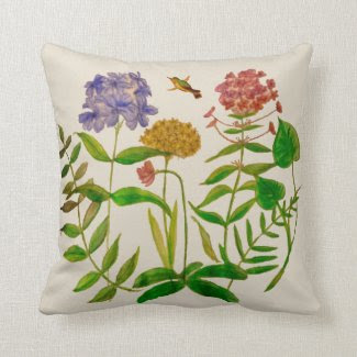 Botanical Illustration on Throw Pillow