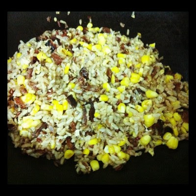 Fried rice with bak kwa and corn! :D (Taken with instagram)