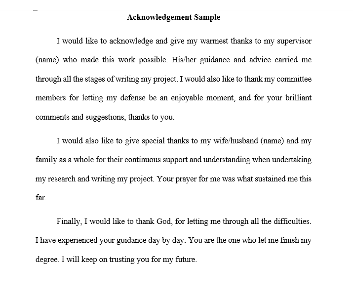 sample acknowledgement for capstone project