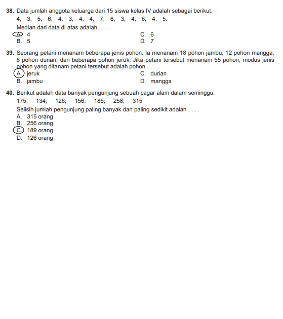 Soal Mean Median Modus Untuk Sd Soalna