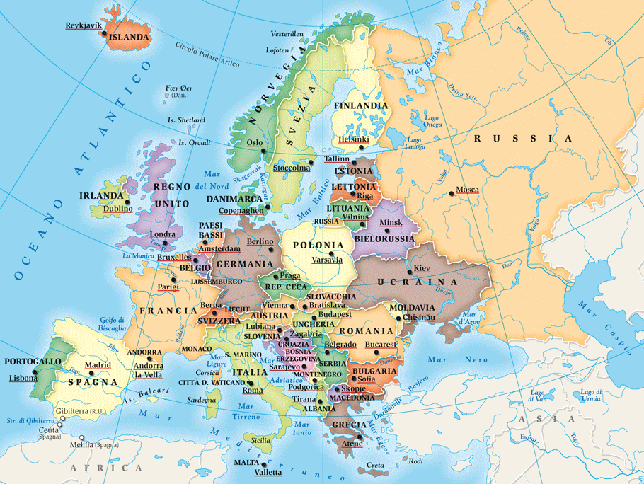 Cartina Politica Europa Con Città Cartina