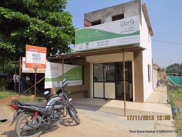Project approved by ICICI - board at the site office of Amit Rujuta Ventures' "Gloria" 1 BHK 1.5 BHK 2 BHK Flats at Nande near Hinjewadi on Pirangut Nande Road Taluka Mulshi District Pune 412115