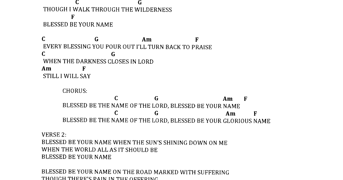 Fastest Blessed Be Your Name Lyrics And Chords