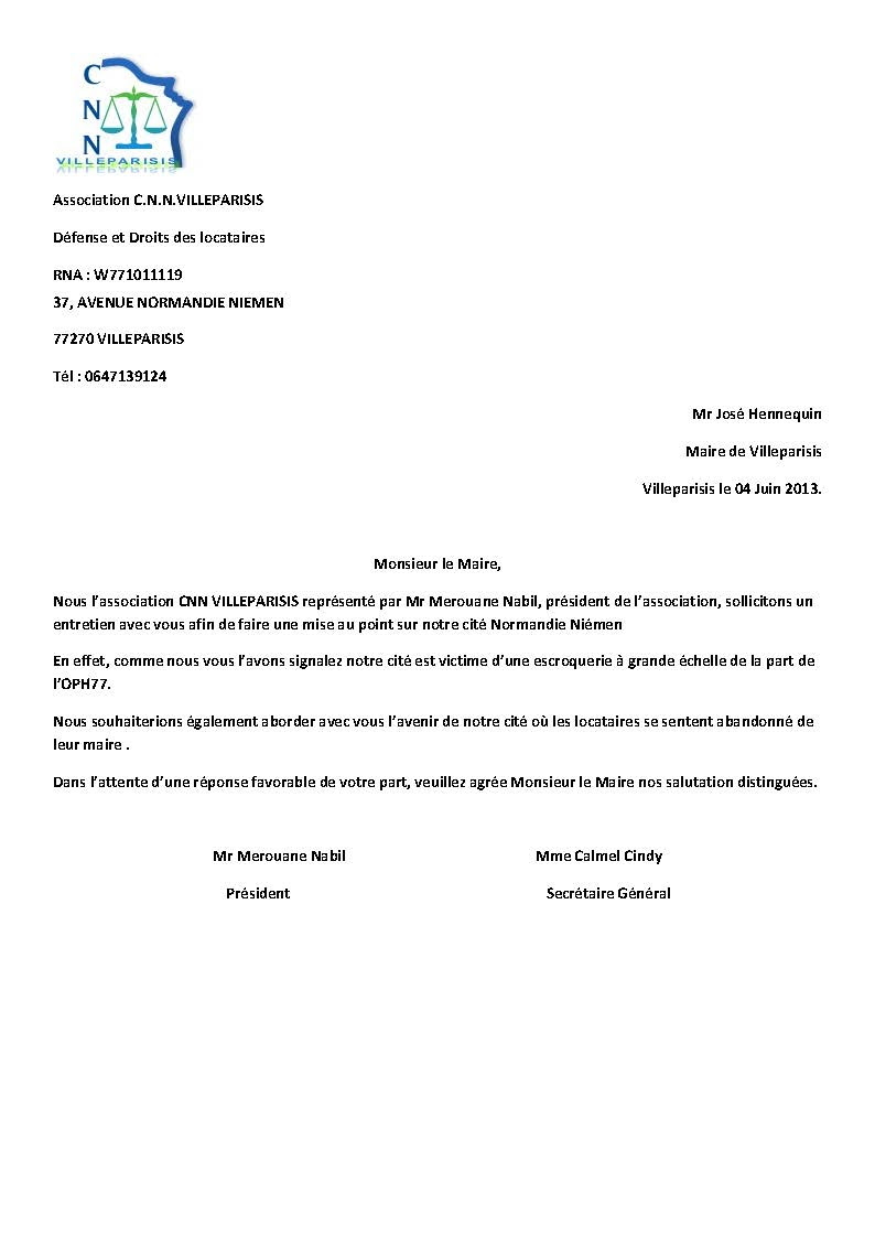 Lettre Demande De Rendez Vous Au Maire Exemple de Lettre