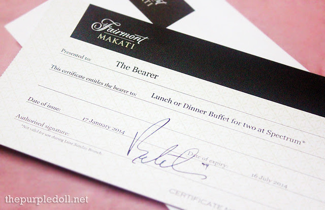 Spectrum Fairmont Makati Giveaway The Purple Doll