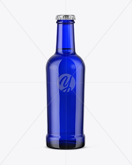 Download Download Blue Glass Bottle In Matte Shrink Sleeve Mockup Psd PSD Mockup Templates