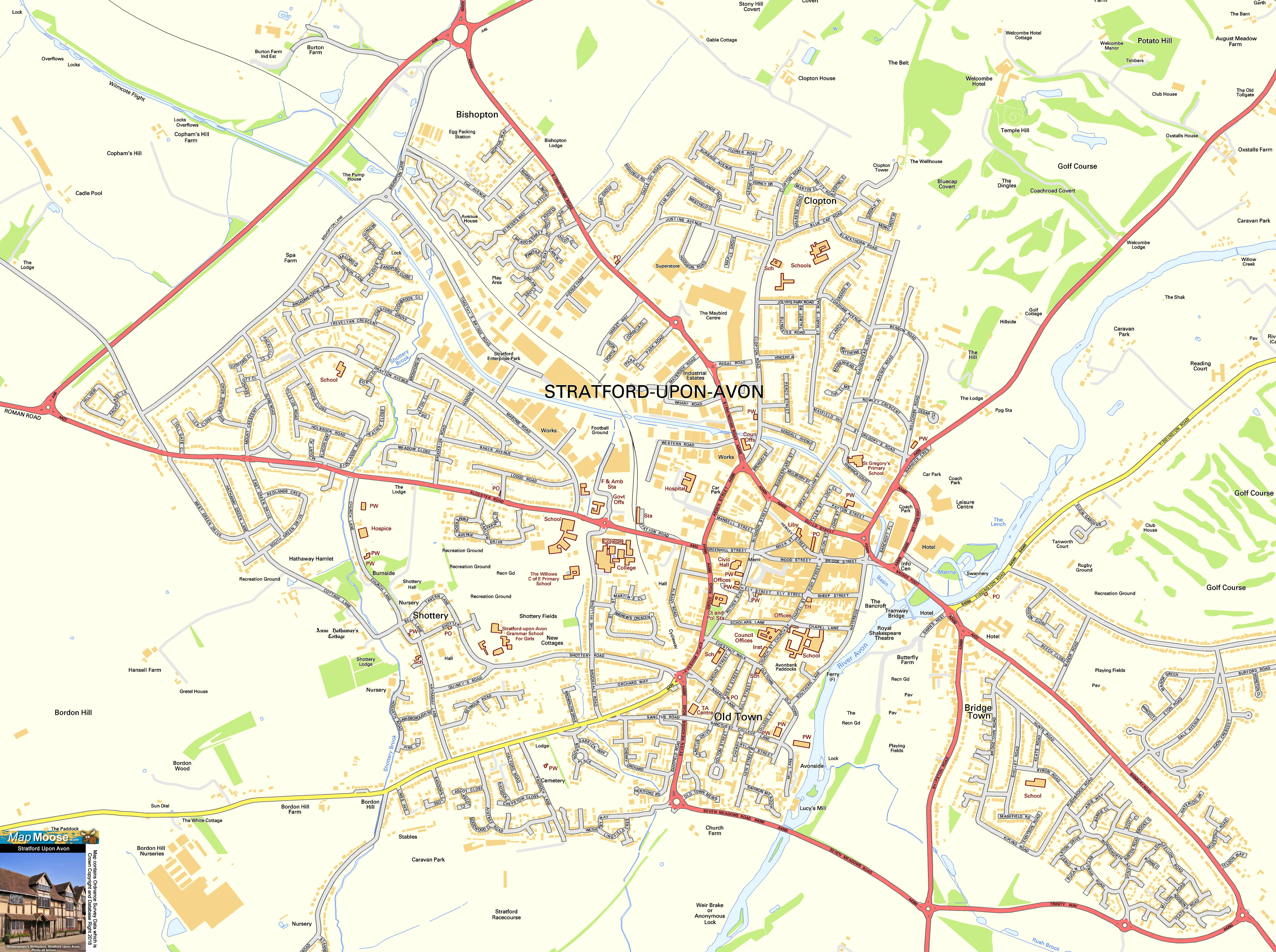 Tourist Map Of Stratford Upon Avon