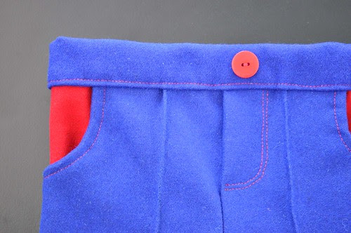Blauwe wollen broek