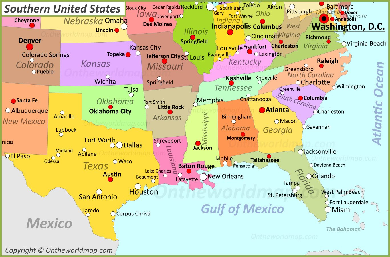Map Of Southern States